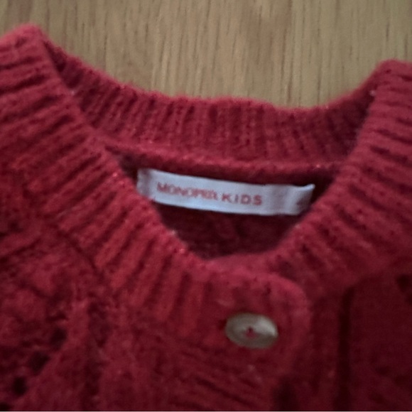 Monoprix Monsoon Red Cable Knit Cardigan Sweater 4T - Picture 2 of 3
